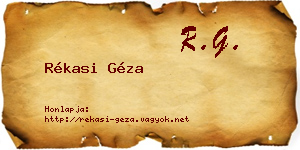 Rékasi Géza névjegykártya